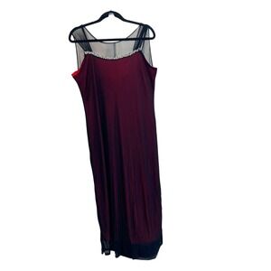Vintage Miss California Red Black Mesh Overlay Maxi Dress Whimsigoth Witch - XL